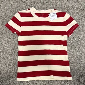American Eagle Outfitters Red and Cream Striped Tee